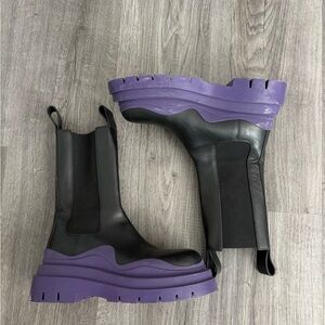Bottega Veneta Black and Purple Heeled Boots